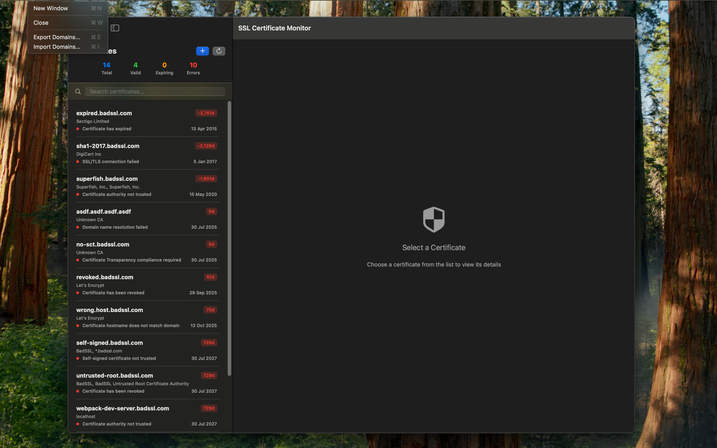 SSL certificate error detection and clear diagnostic messages for troubleshooting